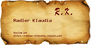 Radler Klaudia névjegykártya